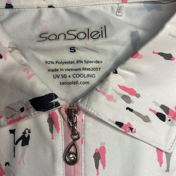 Sansoleil Solcool  1/2 Zip Mesh Sleeve Golfers Top - Picture 2 of 3